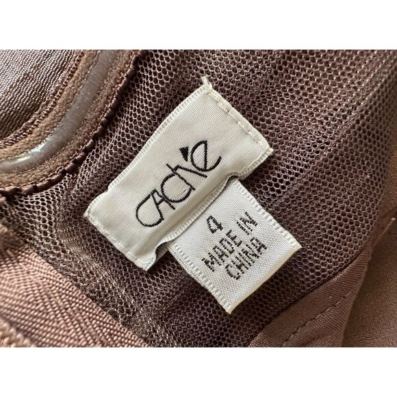 Cache Vintage Y2k Iridescent Brown Ruffle Halter Cocktail Midi Dress size 4 - Picture 3 of 12